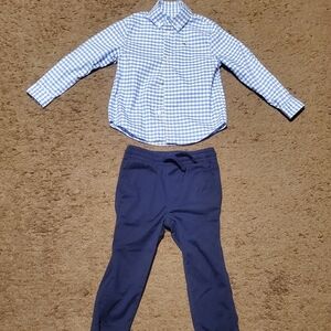 Vineyard Vines Performance Blue Checkered Shirt and Navy Pants Set